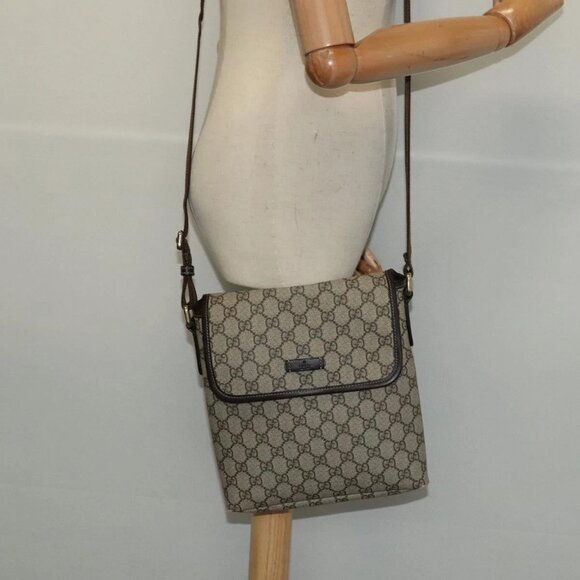 GUCCI GG Supreme Shoulder Bag PVC Beige Gold - Picture 1 of 16